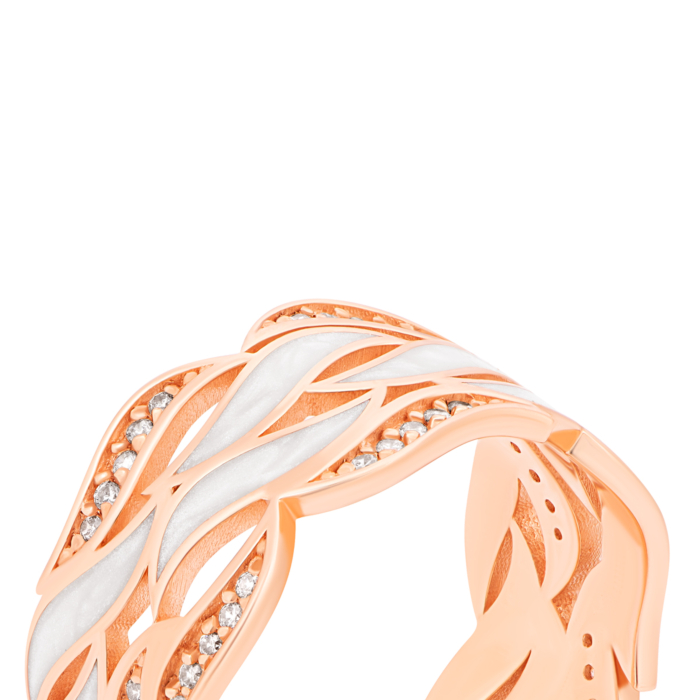 Золотое кольцо с фианитами и перламутром.Артикул UG51111022701