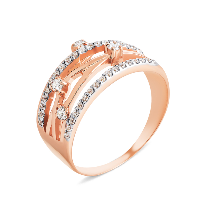 Золота каблучка з фіанітами. Артикул UG5КД0551