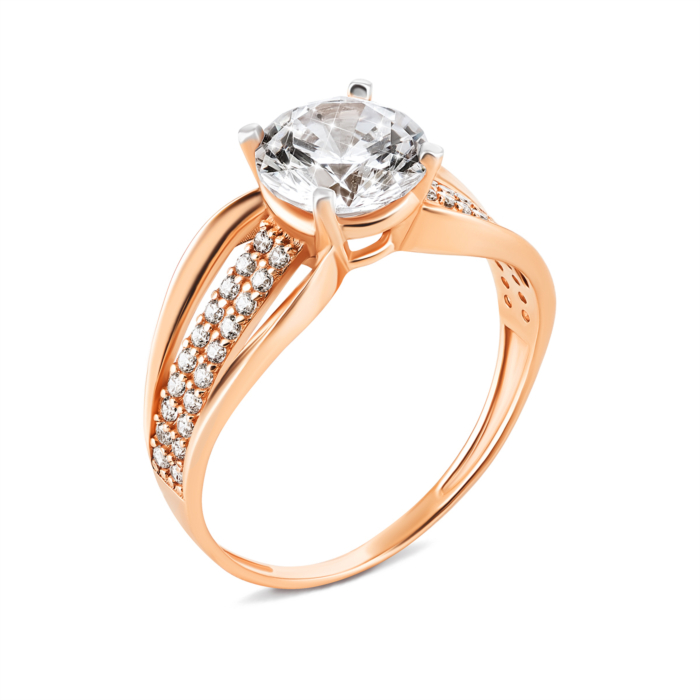 Золота каблучка з фіанітами. Артикул UG5КВ1260и