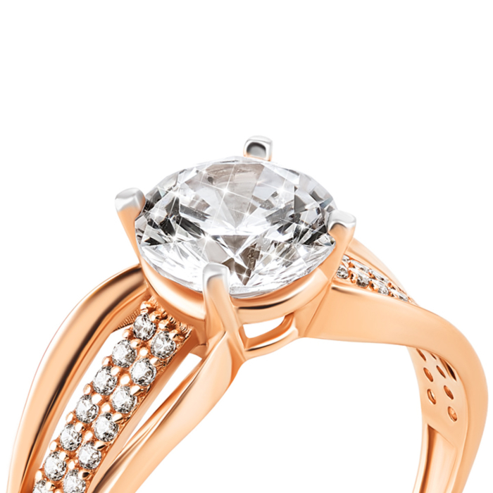 Золота каблучка з фіанітами. Артикул UG5КВ1260и