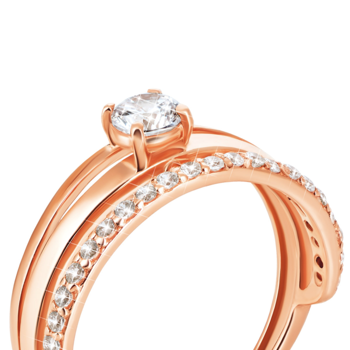 Золота каблучка з фіанітами. Артикул UG5КВ2404