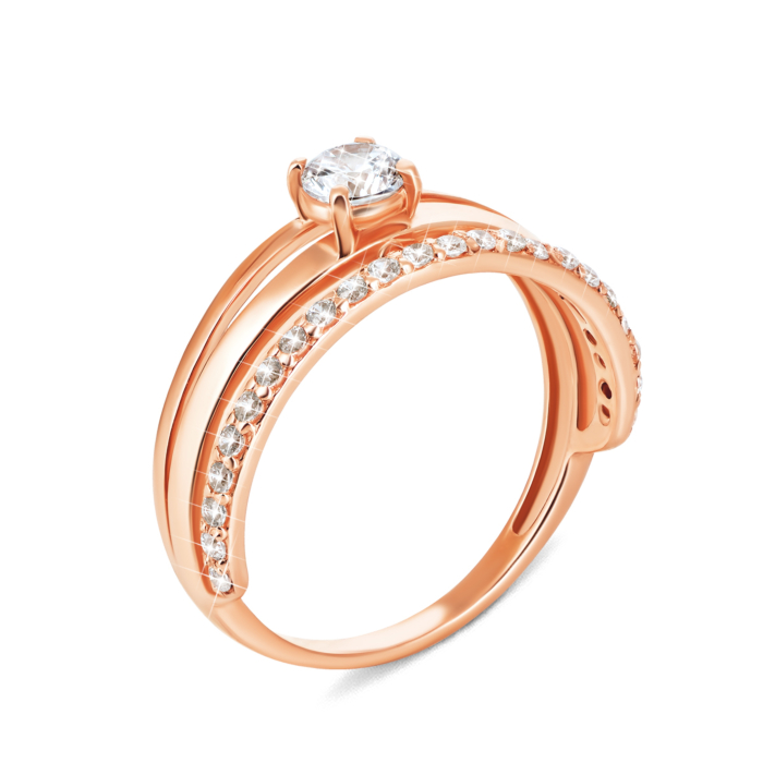 Золота каблучка з фіанітами. Артикул UG5КВ2404