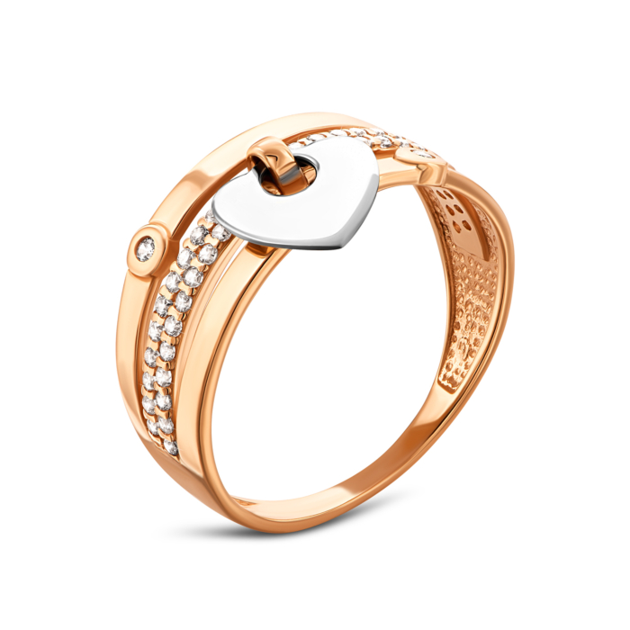 Золотое кольцо с фианитами.Артикул UG5КВ3026