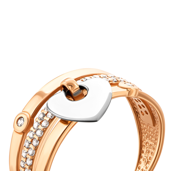 Золота каблучка з фіанітами.Артикул UG5КВ3026