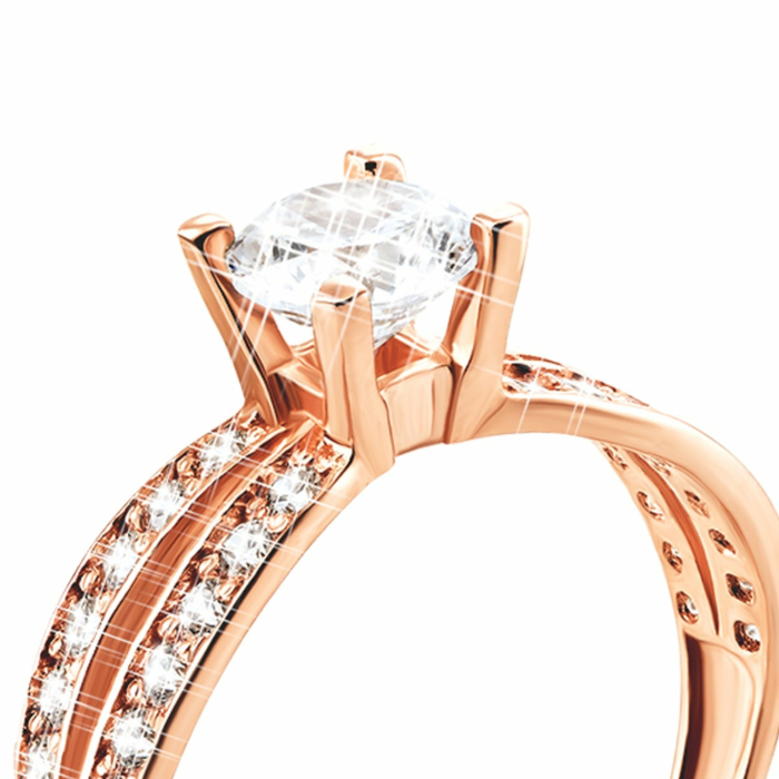 Золота каблучка з фіанітами. Артикул UG5КВ384и