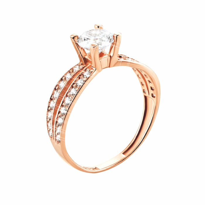 Золота каблучка з фіанітами. Артикул UG5КВ384и