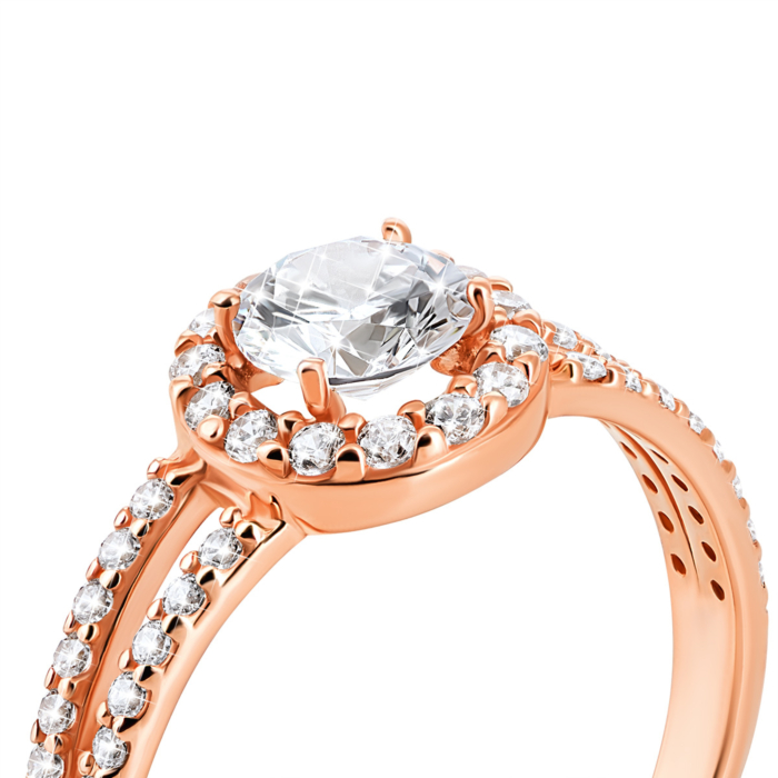 Золота каблучка з фіанітами. Артикул  UG5КВ899(2)ви