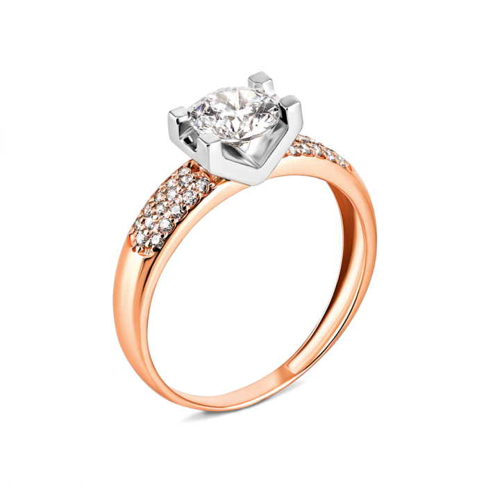 Золотое кольцо с фианитами. Артикул UG5КД2075