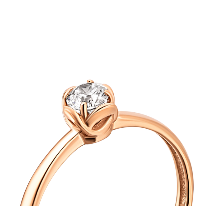 Золотое кольцо с фианитом.Артикул UG5110707410101