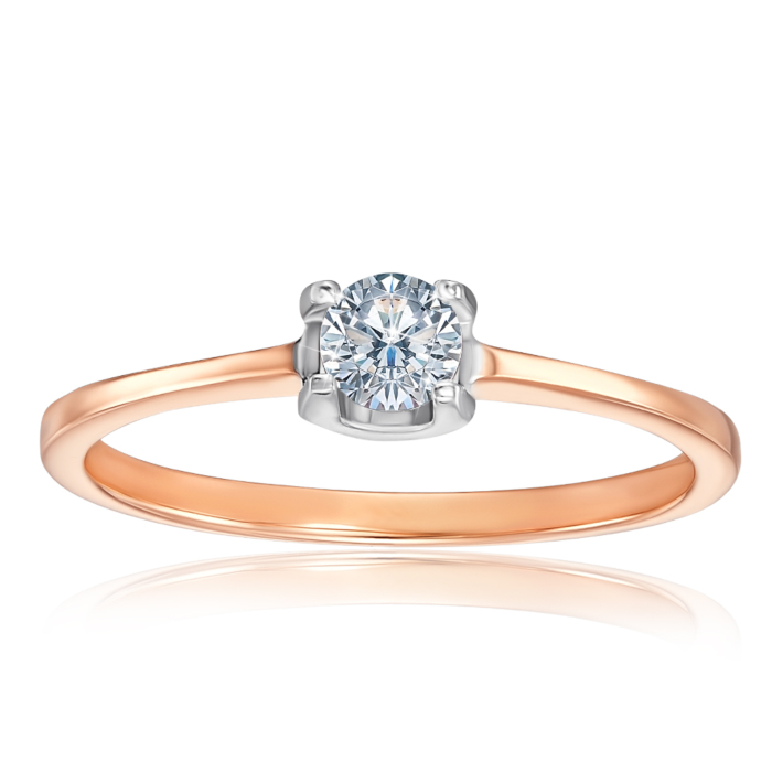 Золота каблучка з фіанітом. Артикул 12113 сп