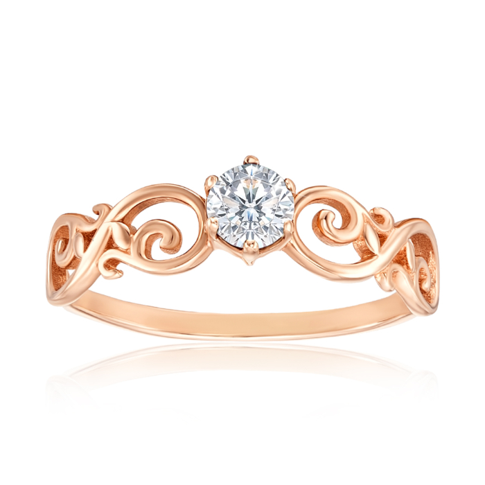 Золотое кольцо с фианитом. Артикул 12236