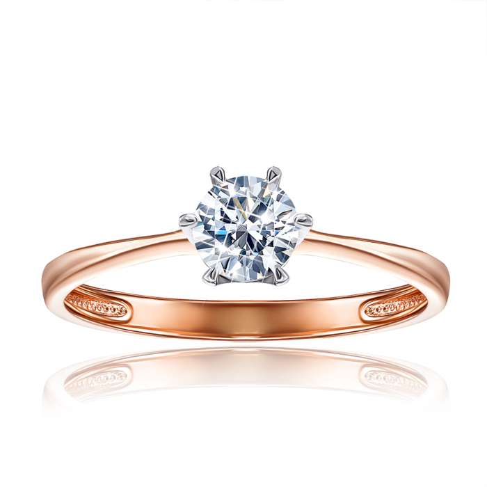 Золота каблучка з фіанітом. Артикул 13046