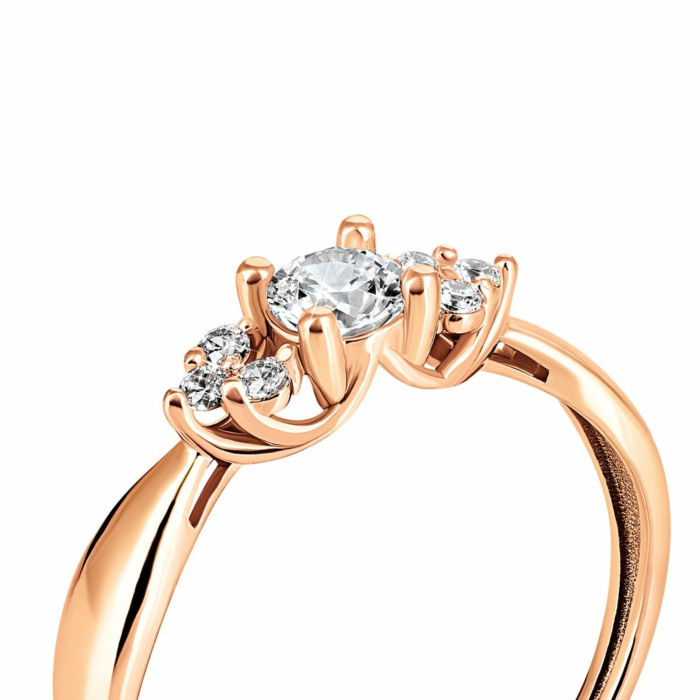 Золота каблучка з фіанітами Royal Zirconia.Артикул UG5КД4253 Royal