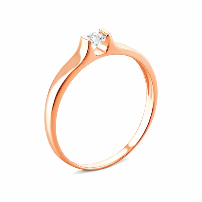 Золотое кольцо с фианитом S. Артикул UG5КД4198 Sw