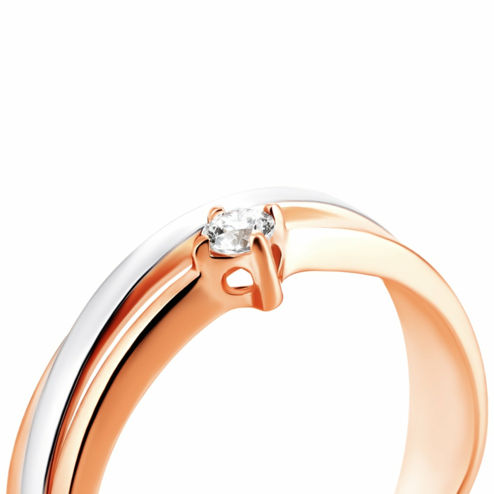 Золотое кольцо с фианитом S. Артикул UG5КД4201Sw