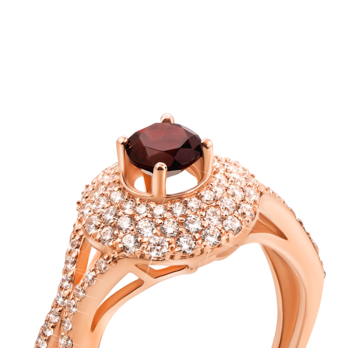 Золотое кольцо с гранатом и фианитами (50190/01/0/5307)