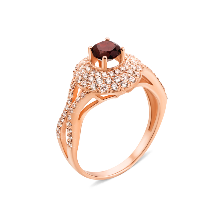 Золотое кольцо с гранатом и фианитами (50190/01/0/5307)