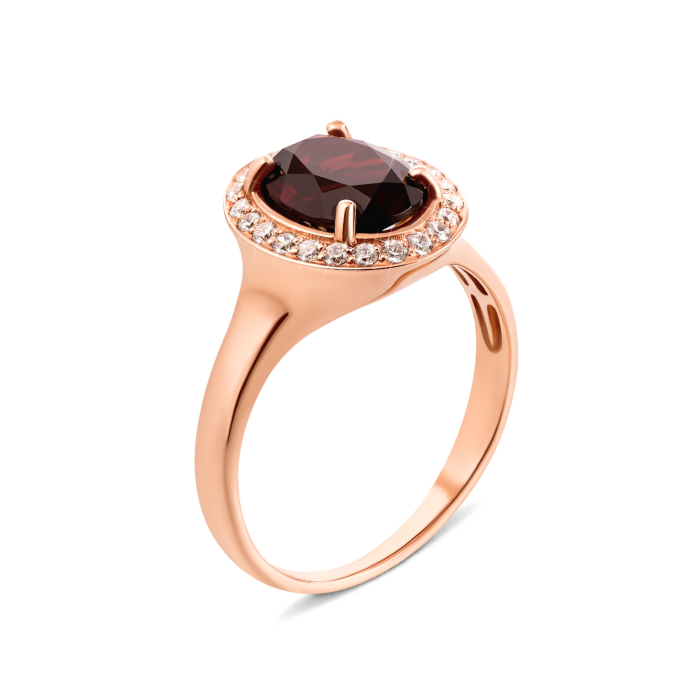 Золотое кольцо с гранатом и фианитами (50191/01/0/5075)