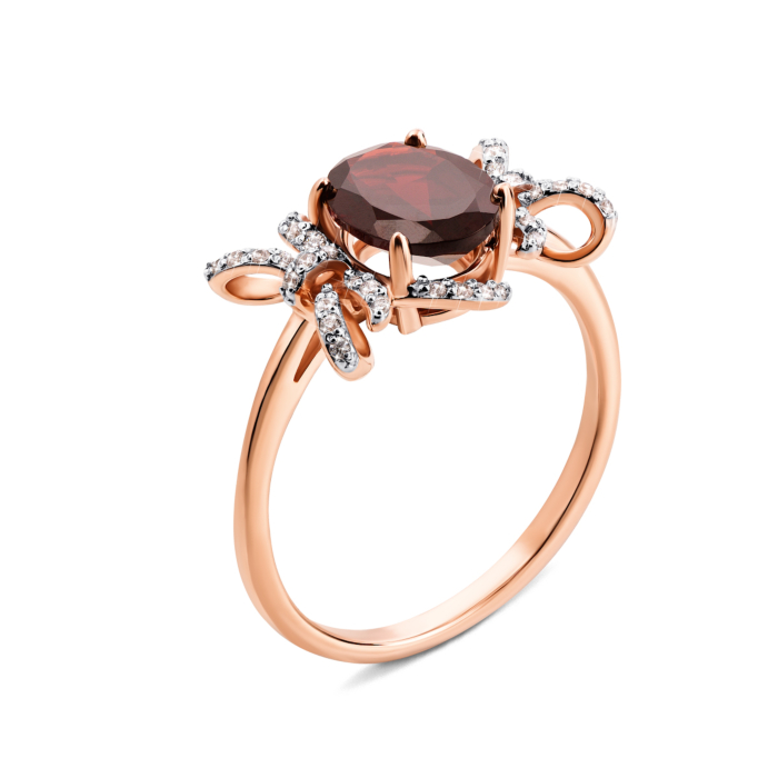 Золотое кольцо с гранатом и фианитами (530213/01/1/5468)