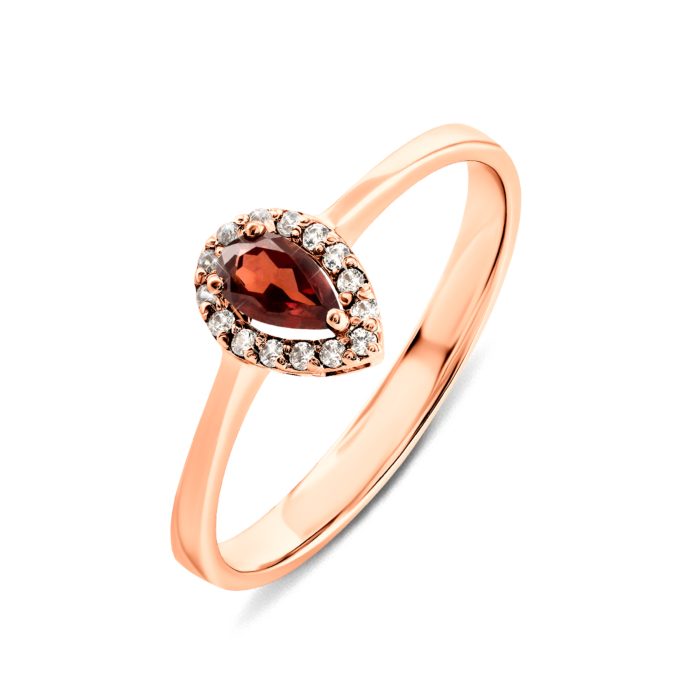 Золотое кольцо с гранатом и фианитами. Артикул UG5КД4031гр