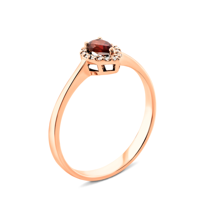 Золотое кольцо с гранатом и фианитами. Артикул UG5КД4031гр