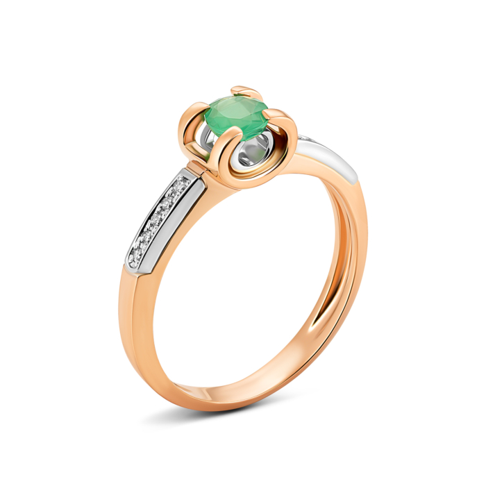 Золота каблучка зі смарагдом і діамантами.Артикул UG512077EMD