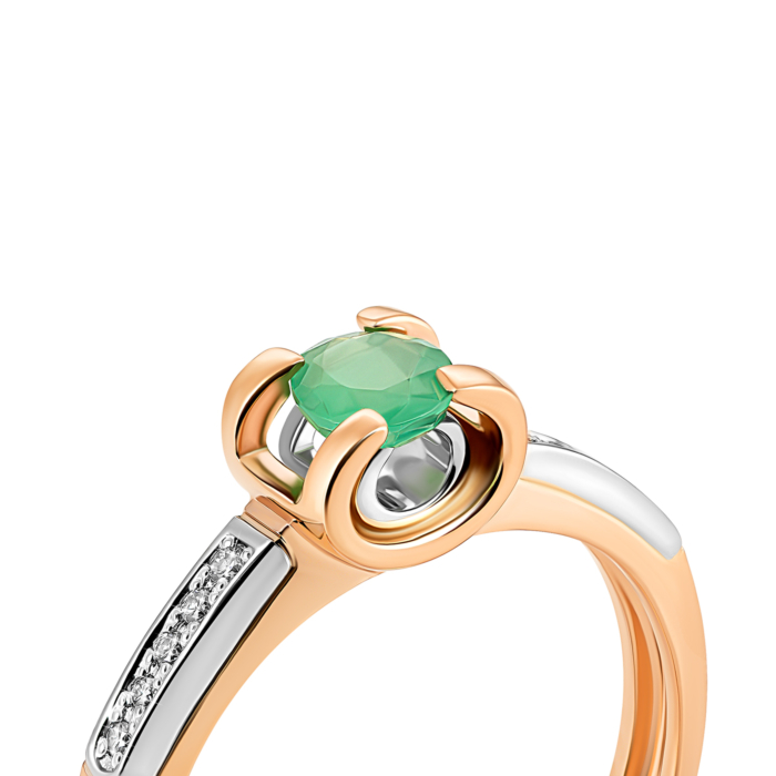Золота каблучка зі смарагдом і діамантами.Артикул UG512077EMD