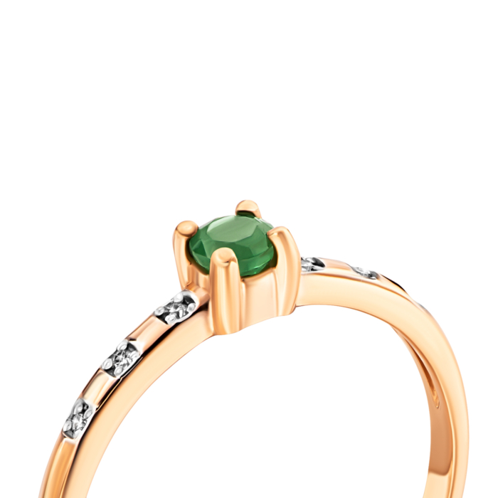Золотое кольцо с изумрудом и бриллиантами.Артикул UG512264EMD