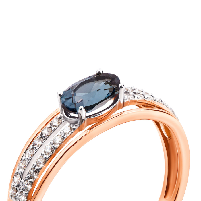 Золотое кольцо с лондон-топазом и фианитами (530155/01/1/5463)