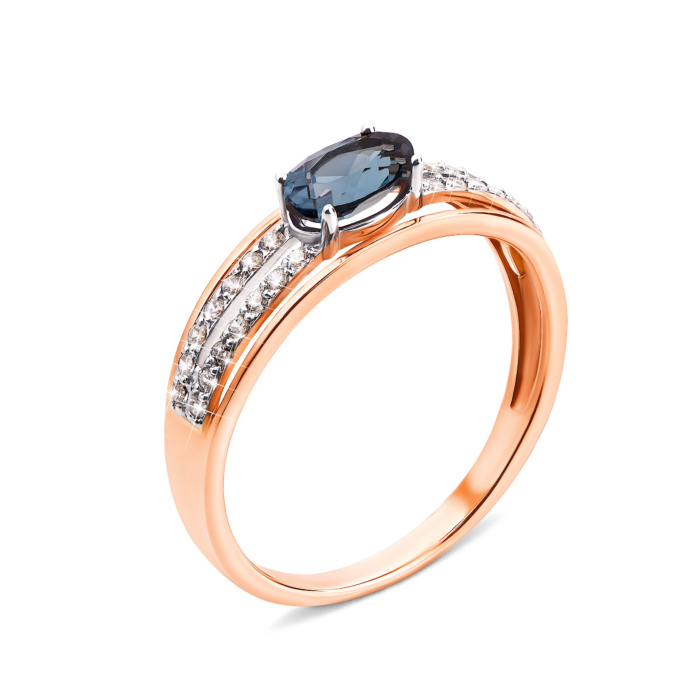 Золотое кольцо с лондон-топазом и фианитами (530155/01/1/5463)