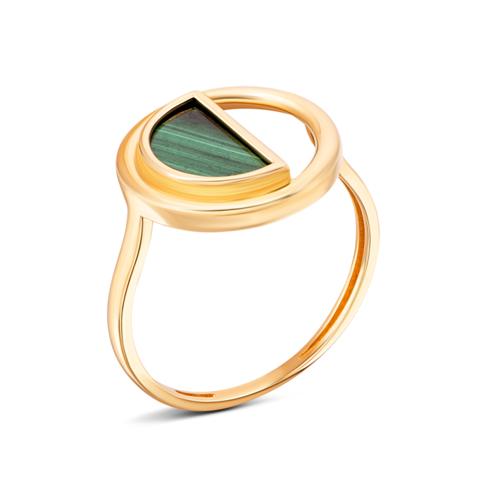 Золота каблучка з малахітом.Артикул UG51/101/150/2