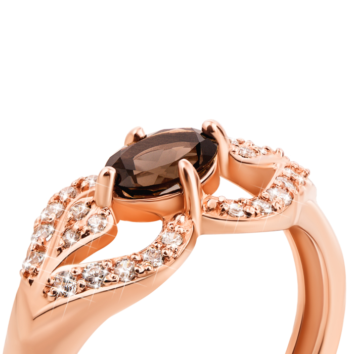 Золотое кольцо с раухтопазом и фианитами (530080/01/0/5433 (530080/раух с)