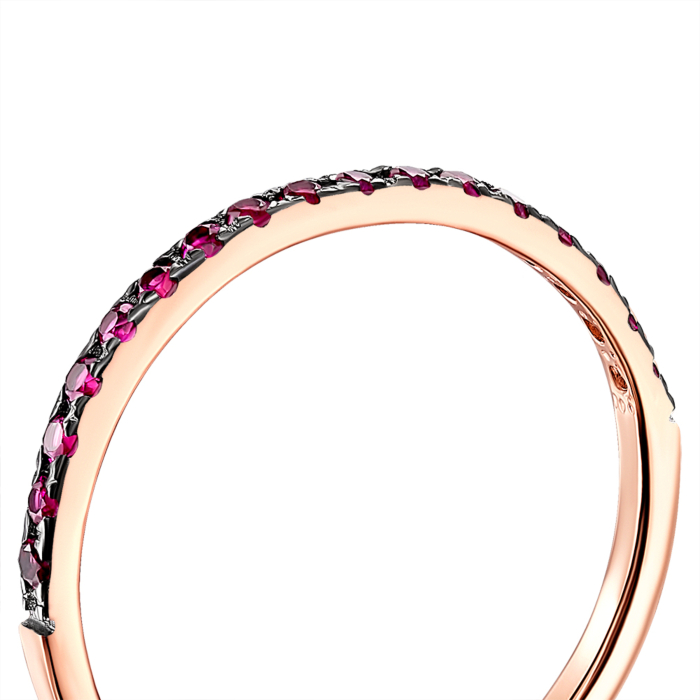 Золота каблучка з рожевими фіанітами. Артикул 13335/01/1/1444