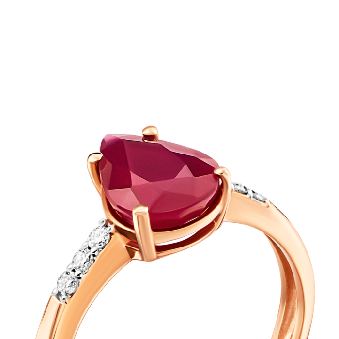 Золота каблучка з рубіном і діамантами.Артикул UG512241RUBY