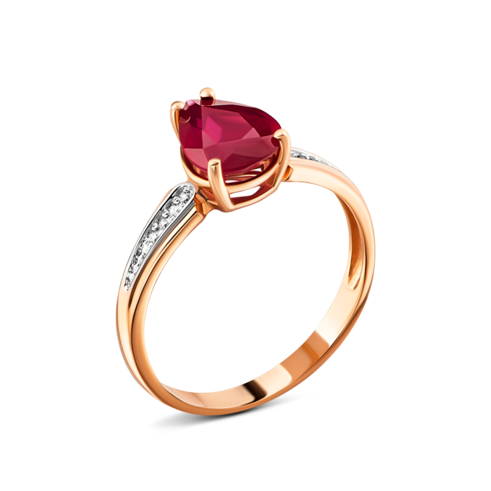 Золота каблучка з рубіном і діамантами.Артикул UG512419RUBY