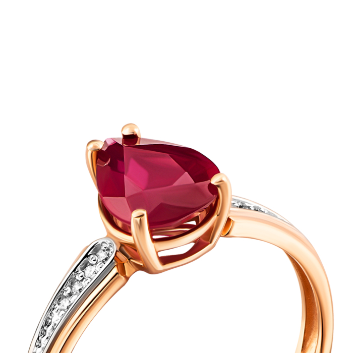 Золота каблучка з рубіном і діамантами.Артикул UG512419RUBY