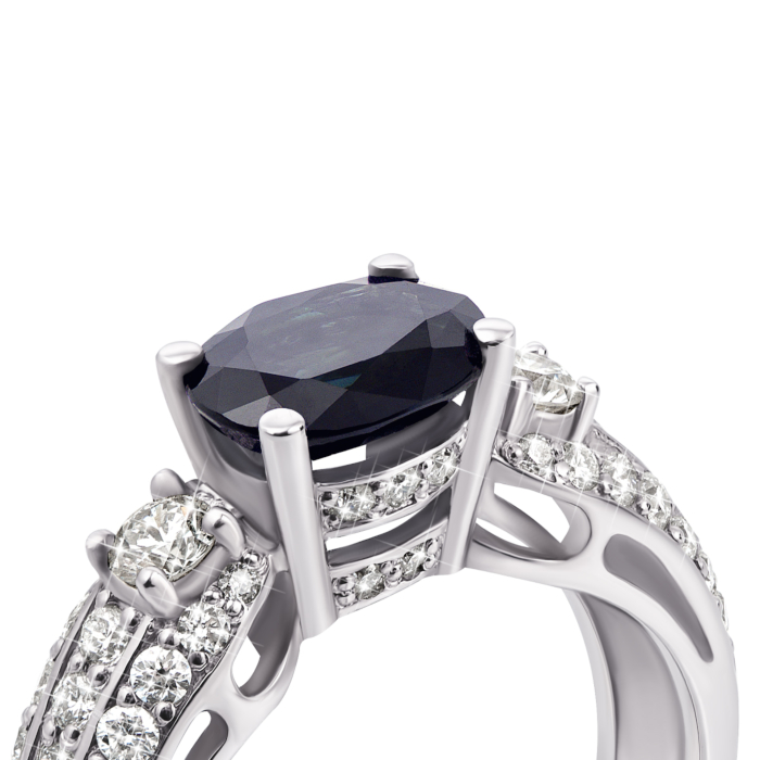 Золотое кольцо с сапфирами и бриллиантами (52651/02/1/8422 (52651/2.75б сап)