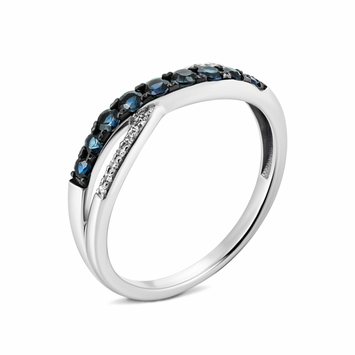 Золотое кольцо с сапфирами и бриллиантами. Артикул UG553589/02/1/10355