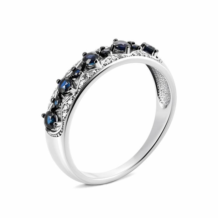 Золота каблучка з сапфірами і діамантами. Артикул UG5800073/02/1/9905