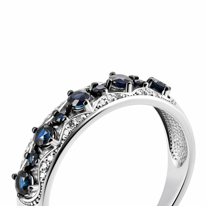 Золота каблучка з сапфірами і діамантами. Артикул UG5800073/02/1/9905