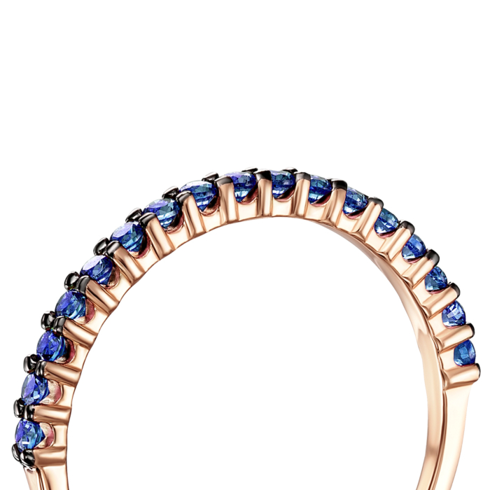 Золота каблучка з синіми фіанітами. Артикул 13248/01/1/1280