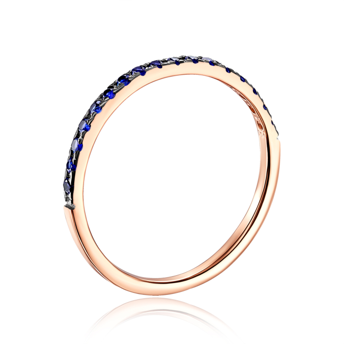 Золота каблучка з синіми фіанітами. Артикул 13335/01/1/1944