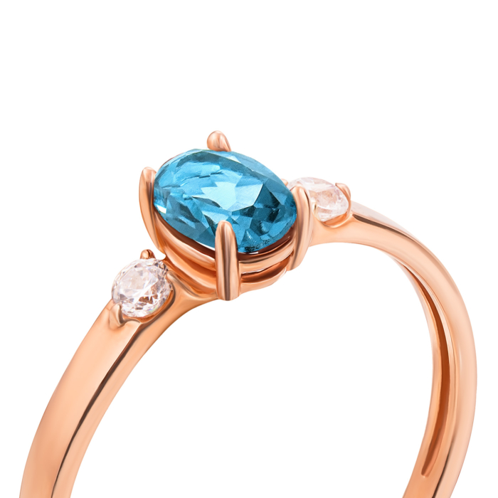 Золота каблучка з топазом і фіанітами (530177/01/0/5367 (530177/топ)