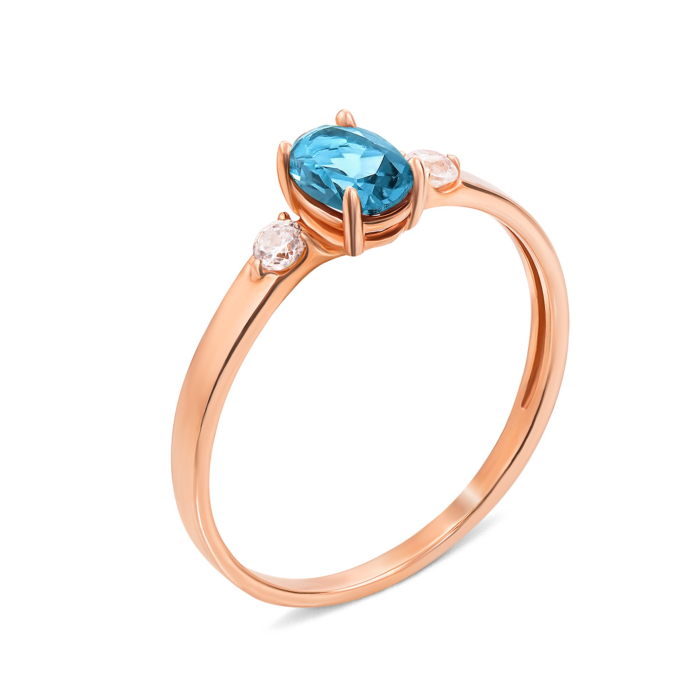 Золота каблучка з топазом і фіанітами (530177/01/0/5367 (530177/топ)