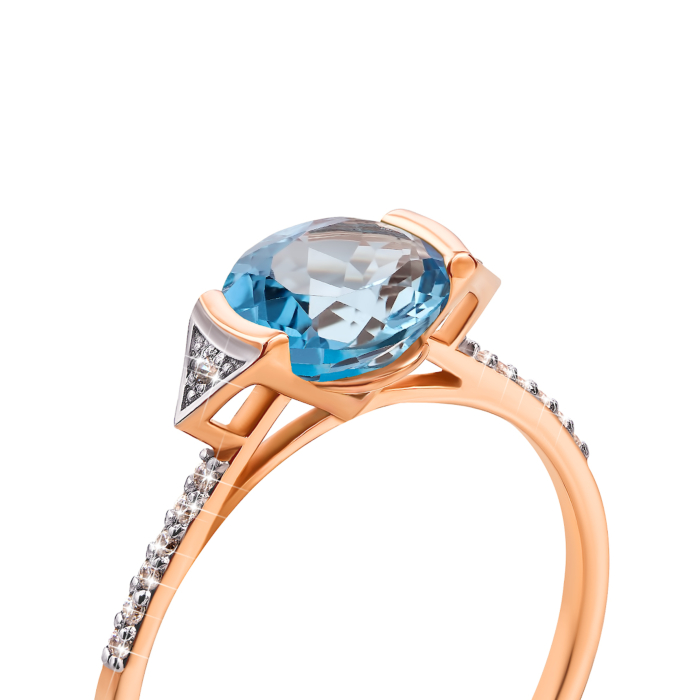 Золотое кольцо с топазом swiss и фианитами (530198/01/1/5370)