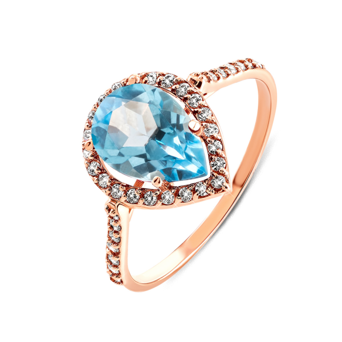 Золота каблучка з топазом і фіанітами. Артикул UG5КД4030топ