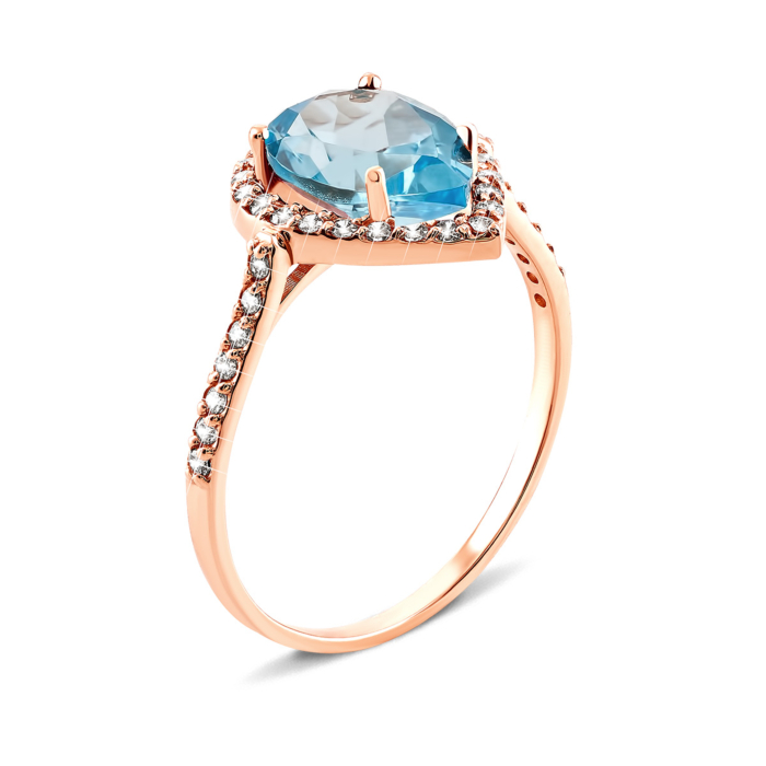 Золота каблучка з топазом і фіанітами. Артикул UG5КД4030топ