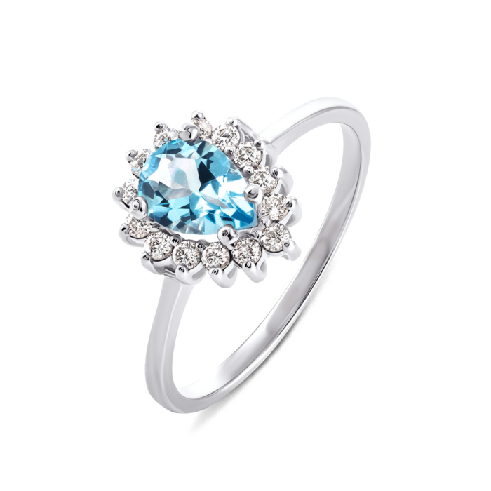 Золота каблучка з топазом і фіанітами. Артикул UG5КД4033/1топ