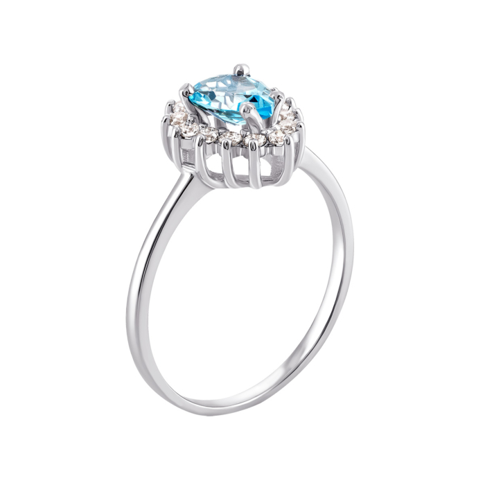 Золота каблучка з топазом і фіанітами. Артикул UG5КД4033/1топ