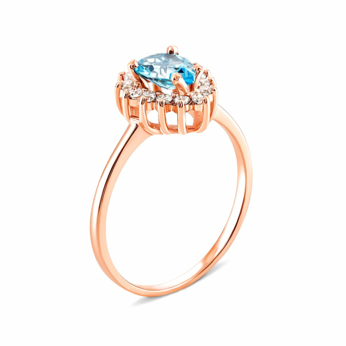Золота каблучка з топазом і фіанітами. Артикул UG5КД4033топ